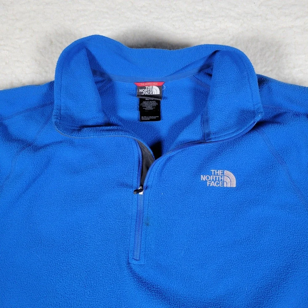 The North Face Fleece Pullover Mens XL Blue TKA 100 1/4 Zip Mock Neck Pocket